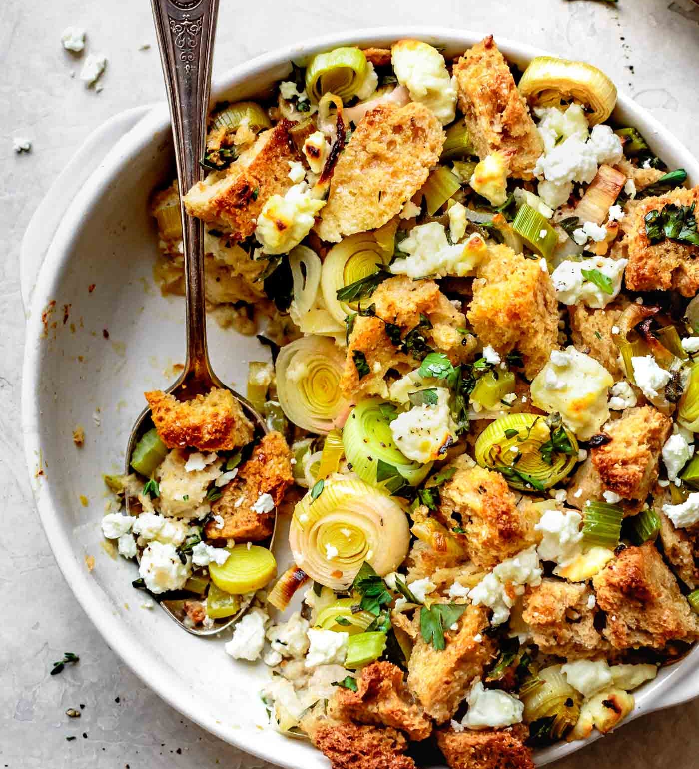 Gluten-Free Stuffing With With Leeks & Goat Cheese
