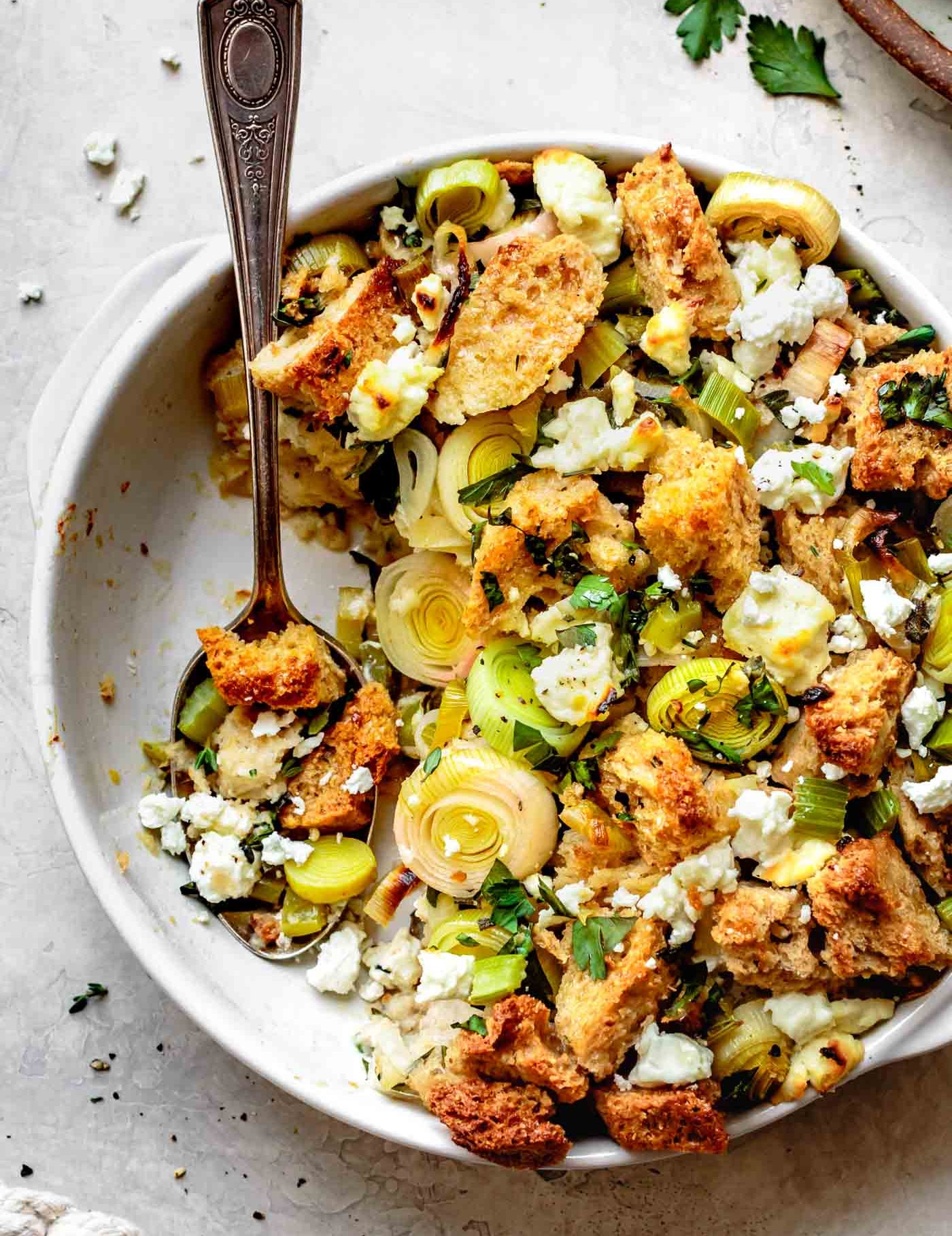 Gluten-Free Stuffing With With Leeks & Goat Cheese