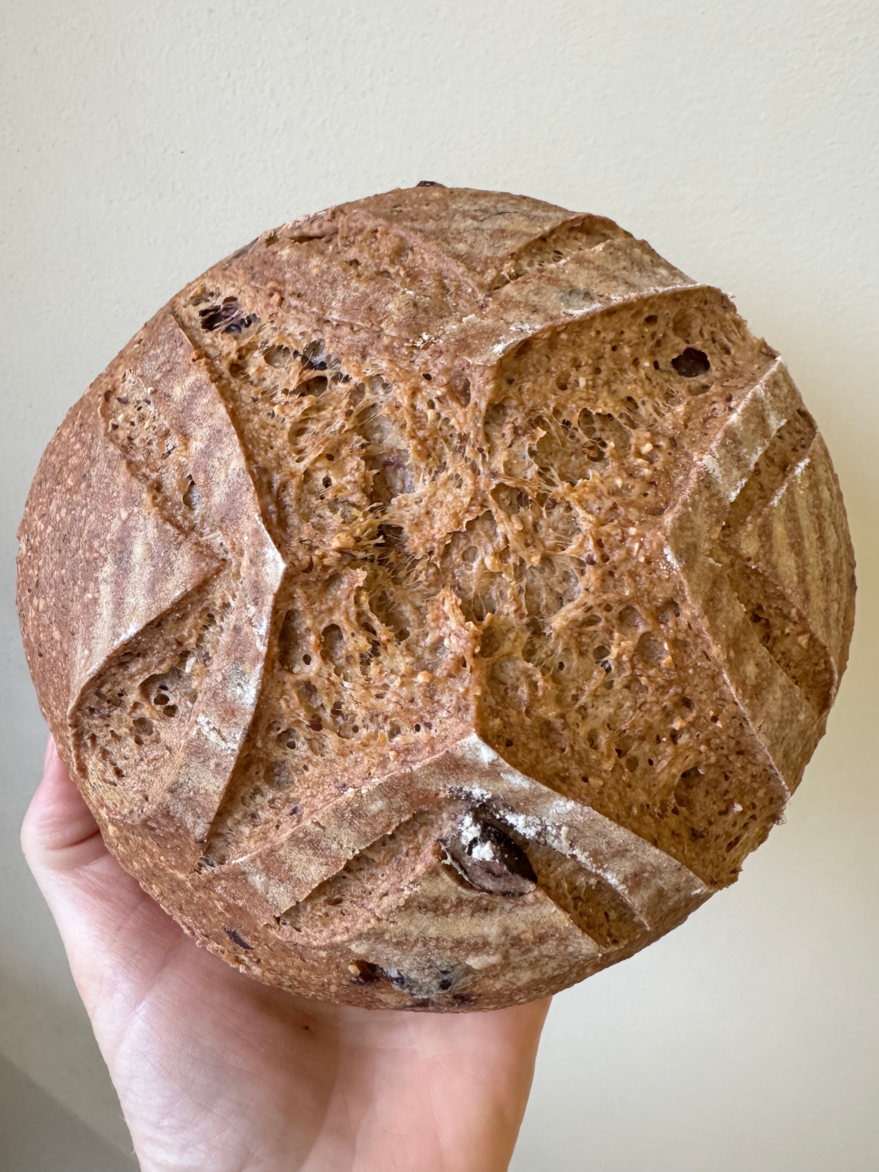 Kalamata olive sourdough boule